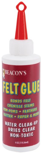 BEACON Felt Glue - Fast Fix for All Felt Projects, Non-Toxic, Dries Clear, Great for Kids, Washer-Friendly, 4-Ounce