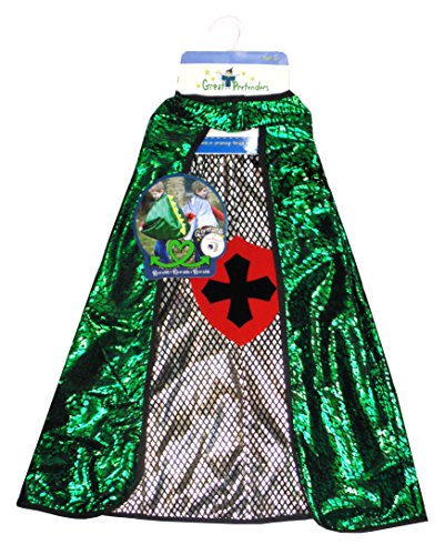 Great Pretenders Reversible Dragon/Knight Cape for Kids, S/M | 2-in-1 Costume for Imaginative Play