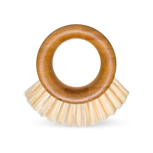 Full Circle The Ring Bamboo Vegetable and Fruit Cleaning Brush - A Versatile Scrubber for Food, Including Potatoes, Mushrooms, and Veggies with Recycled Bristles and Handle