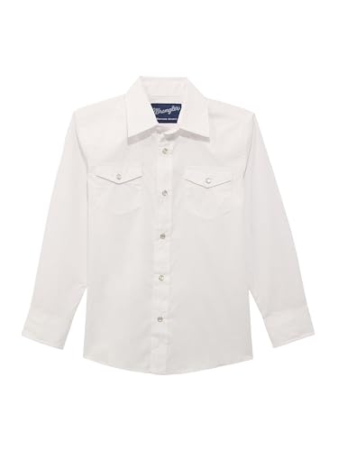 Long Sleeve Dress Western Snap Shirt, White, Small