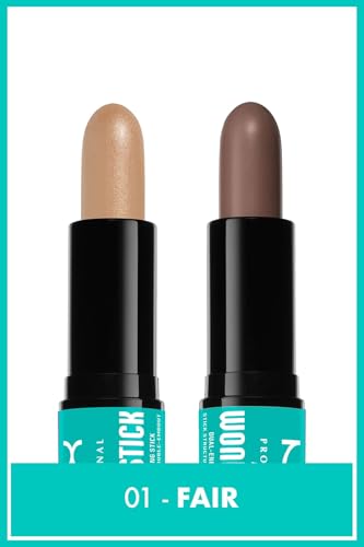 NYX Professional Makeup Highlight & Contour Stick, Wonder Dual-Ended Contour Stick, Shape, Brighten & Blend, Highly Pigmented, Cruelty Free & Vegan Formula, Ultra Creamy, Shade Fair