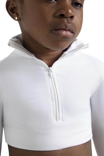 Capezio girls Girls' Turtleneck Long Sleeve Top athletic shirts, White, 12 14 US