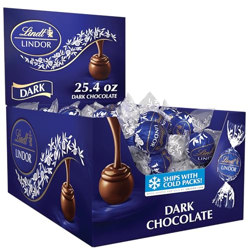 Lindt LINDOR Dark Chocolate Candy Truffles, Halloween Candy, 25.4 oz., 60 Count