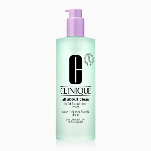 Clinique 3-Step All About Clean Liquid Gentle Facial Cleanser Soap | Face Wash For Dry Combination Skin | Type 2, 13.5 Fl Oz