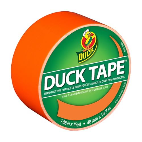 Duck Brand 1265019 Color Duct Tape, Neon Orange, 1.88 Inches x 15 Yards, Single Roll
