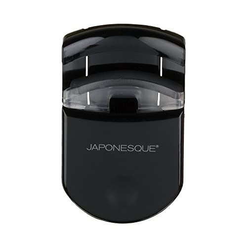 JAPONESQUE Travel Eyelash Curler, Black - Plastic Eyelash Curlers for Travel Makeup, Go Curl Lash Curler with Bonus Replacement Lash Pad - 1 Pack
