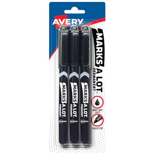 Avery Marks-A-Lot Permanent Ma...stant,3 Black Markers (29837