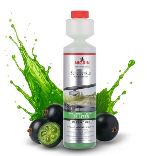 🔥 STARKER PREIS (-32%) NIGRIN Performance Scheibenklar Konzentrat 1:100 Designer Duft | 250 ml | Reinigungszusatz für Autoscheiben und Scheinwerfer | entfernt Insekten, Öl, Fett | schlierenfrei | sehr ergiebig | ab 5°C