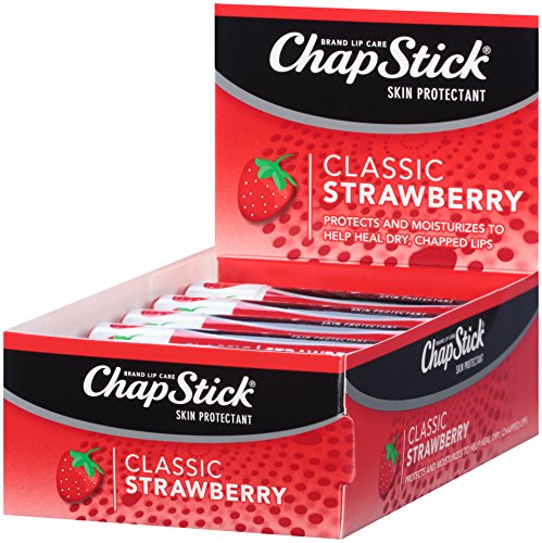 ChapStick Classic Strawberry Lip Balm Tubes, Lip Care and Lip Moisturizer - 0.15 Oz (Pack of 12)