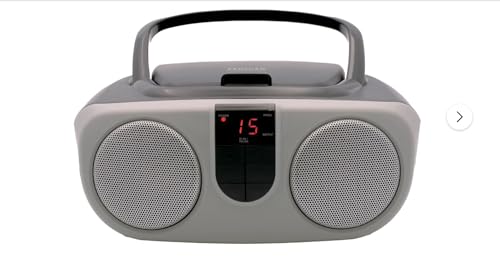 Sylvania SRCD243 Portable CD Player with AM/FM Radio, Boombox (Silver)