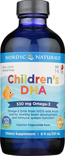 Nordic Naturals Children’s DHA, Strawberry - 8 oz for Kids - 530 mg Omega-3 with EPA & DHA - Brain Development & Function - Non-GMO - 96 Servings