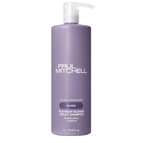 Paul Mitchell Platinum Blonde Violet Shampoo, Banishes Brass + Brightens, Ideal for Light to Medium Blonde, Silver, Gray or White Hair, 33.8 fl oz