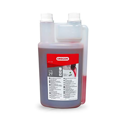 Oregon 2-Stroke Engine Oil, Self-Mixing Partly Synthetic Mineral Oil, Clean Burning, Low Ash Lubricant, Protects Engine & Improves Performance, 2T, Twin Neck 1 Litre Bottle (O11-1140)