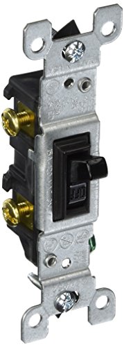 Leviton 15 Amp, 120 Volt, Toggle Framed Single-Pole AC Quiet Switch, Residential Grade, Grounding, 1451-2E, Black