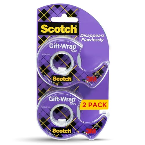 Scotch Gift Wrap Tape, Invisible, 3/4 in. x 600 in., 2 Tape Rolls with Dispensers