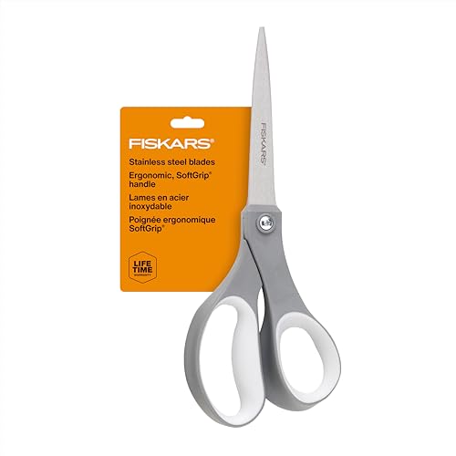 Fiskars All Purpose Scissors, High Performance Cutting, Stainless Steel Blades, Ergonomic and Comfort Handles, Perfect for Arts and Crafts and the Office, Scissors for Office