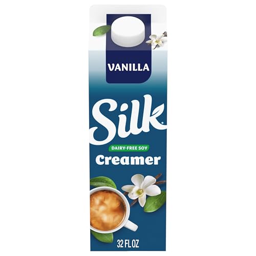 Silk Soy Creamer, Vanilla, Smooth, Lusciously Creamy Dairy Free and Gluten Free Creamer From the No. 1 Brand of Plant Based Creamers, 32 FL OZ Carton