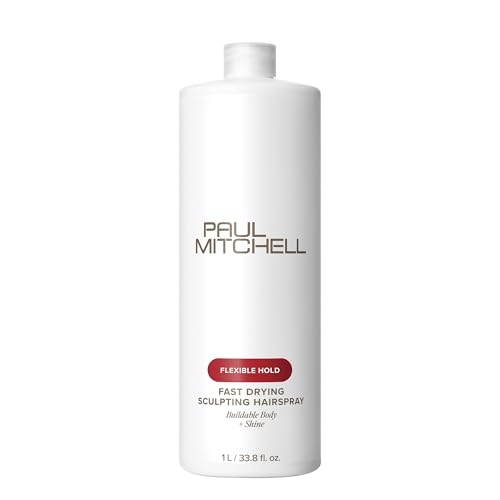 Paul Mitchell Fast Drying Sculpting Hairspray, Flexible Hold, Buildable Body + Shine, For All Hair Types, 33.8 fl oz