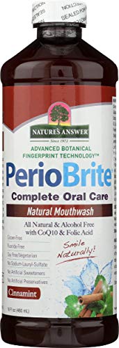 Nature's Answer PerioBrite Alcohol-Free Mouthwash, Cinnamon, 16-Fluid Ounce | Whitens Teeth | Freshens Breath | Removes Plaque | Minimizes Dry Mouth (Pack of 1)