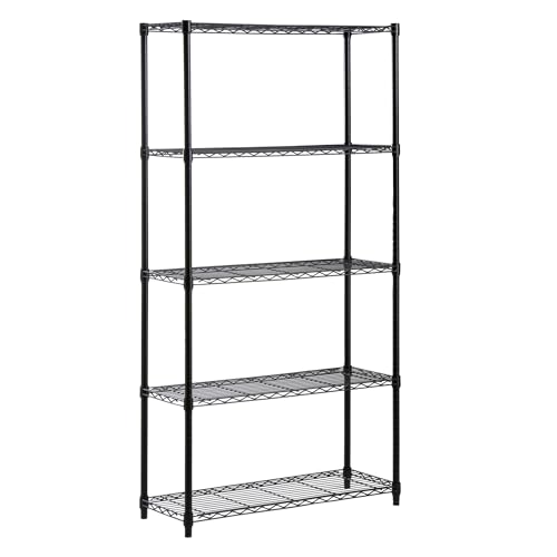 Honey-Can-Do 5-Tier Heavy-Duty Adjustable Wire Shelving, 36"x14"x72", Black, SHF-01442