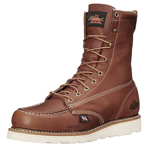 Thorogood American Heritage 8” Moc Toe Work Boots for Men Made with Full-Grain Leather, Soft Toe, Slip-Resistant Wedge Outsole and Comfort Footbed; EH Rated