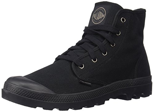 Palladium Men's Pampa Hi Boot, Vegan Canvas Lace Up Boot, Black/Black, 9 M