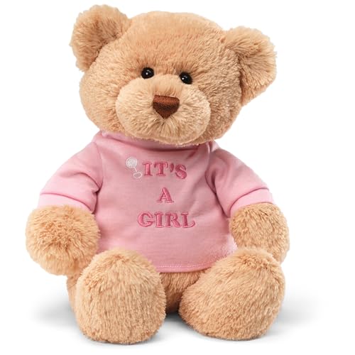 GUND It’s a Girl T-Shirt Teddy Bear Stuffed Animal Plush in Pink, 12” , Tan