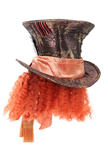 Disney Alice in Wonderland Mad Hatter Costume Hat with Hair for Adults Orange