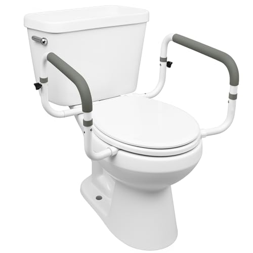 Carex Toilet Safety Frame - Toilet Safety Rails With Adjustable Width - Toilet Rails For Elderly, Handicap, Home Health Care Equipment After Surgery, Supports 300lbs