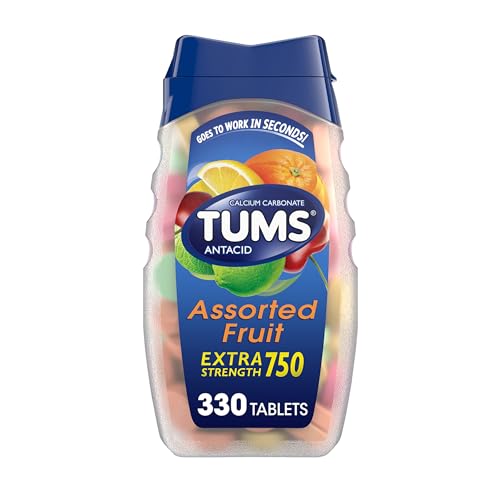 TUMS Chewable Antacid Tablets Extra Strength Assorted Fruit 330 Count