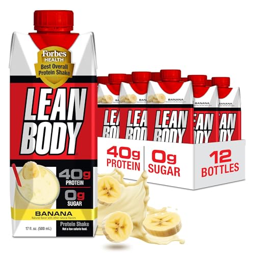 Labrada Lean Body Ready-to-Drink Banana Protein Shake,40g Protein,Whey Blend,0 Sugar,Gluten Free,22 Vitamins & Minerals,17 Ounce (Recyclable Carton & Lid - Pack of 12) LABRADA