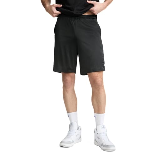 Champion Shorts masculinos, shorts masculinos de malha para academia, shorts esportivos leves (regular ou grande e alto), Preto - Logotipo C Patch, XGG