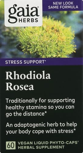 Gaia Herbs Rhodiola Rosea - Stress Support Supplement Traditionally for Supporting Healthy Stamina and Endurance - with Siberian Rhodiola Root Extract - 60 Vegan Liquid Phyto-Capsules (30-Day Supply)