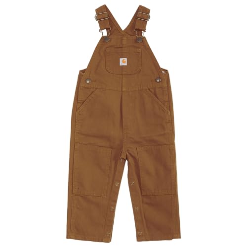 Carhartt Baby Boys' Canvas Bib Overalls, Carhartt Brown, 3T Toddler