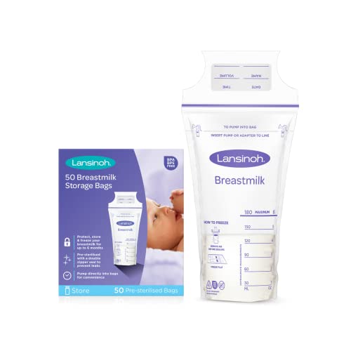 Lansinoh Breast Milk Storage Bags - Pre-Sterilised, Leakproof - 50 Pack