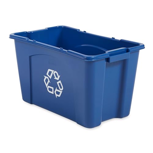 Rubbermaid Commercial Products, Recycling Bin/Box for Paper and Packaging, Stackable, 18 GAL, for Indoors/Outdoors/Garag