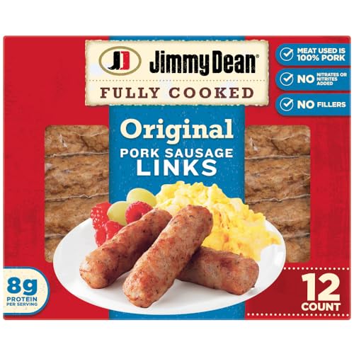 Jimmy Dean Breakfast Sausages Fully Cooked Original Pork Sausage Links, 12 Count