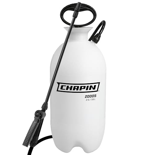 Chapin 20002 Pump Sprayer, 2 Gallon, Lawn and Garden, Hand Pressurized, Anti-Clog Filter, Adjustable Spray Nozzle, Spraying Plants, Watering, Weeds, Fertilizer and Pests, Translucent