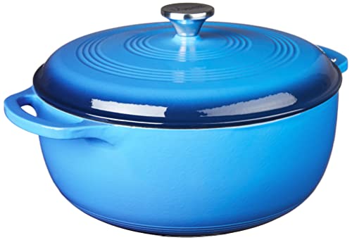 Lodge 7.5 Quart Enameled Cast Iron Dutch Oven with Lid – Dual Handles – Oven Safe up to 500° F or on Stovetop - Use