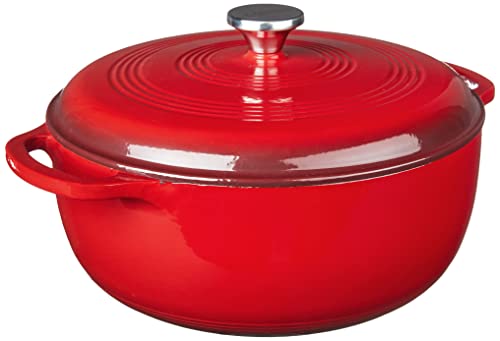 Lodge 7.5 Quart Enameled Cast Iron Dutch Oven with Lid – Dual Handles – Oven Safe up to 500° F or on Stovetop - Use