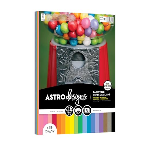 Neenah Astrodesigns Cardstock Pack 8.5"X11" 72/Pkg - 18 Bold & Vivid Colors
