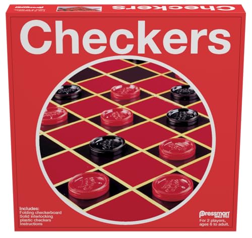 Pressman Checkers Classic Game With Folding Board And Interlocking