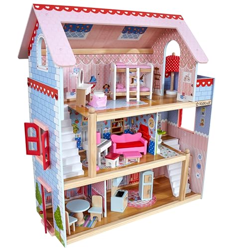 KidKraft Chelsea Doll Cottage Wooden Dollhouse with 16 Accessories, Working Shutters, for 5-Inch Dolls