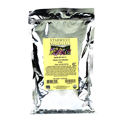 Starwest Botanicals Essiac Tea Organic - Caffeine Free Herbal Blend, Loose Leaf Burdock Root, Slippery Elm Bark, Sheep Sorrel, & Rhubarb, Certified Kosher, Non-GMO - Bulk 1 lb Bag