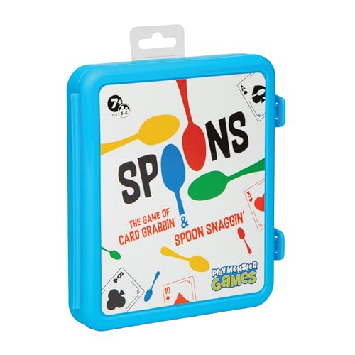 Spoons in a Case, Card Games for Kids - Spoons Game, Fun Family Games for Kids and Adults, Game Night, Travel Games, 3-6 Players, Ages 7+