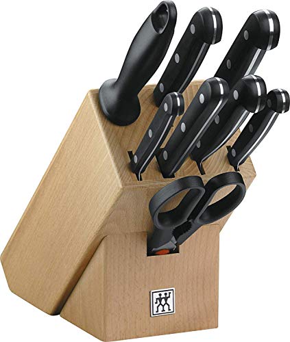 ⚡ BLITZDEAL (-45%) ZWILLING Twin Gourmet Messerblock, 9-teilig, Holzblock, Messerset, Wetzstab, Schere, rostfreier Spezialstahl, Schwarz