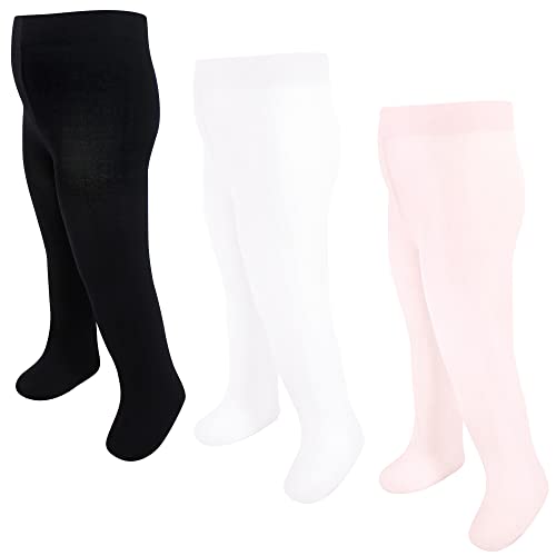 Luvable Friends Baby Girls' Nylon Tights, Black Pink, 0-9 Months US