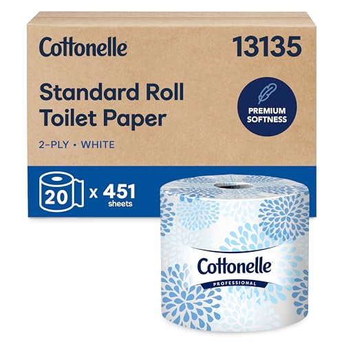 Cottonelle Professional Standard Roll Bulk Toilet Paper (13135), 2-Ply, White, Compact for Easy Storage (20 Rolls of 451 Sheets, 9,020 Sheet Total)