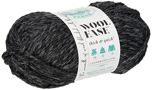 Lion Brand Yarn Wool-Ease Thick and Quick Yarn, Soft and Bulky Yarn for Knitting, Crocheting, and Crafting, 1 Pack, Charcoal