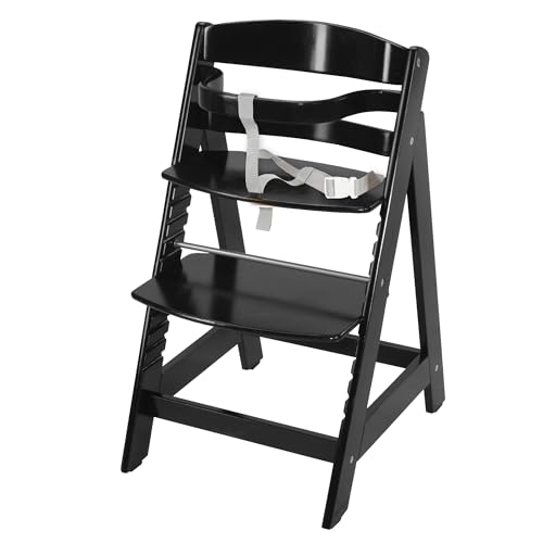 🔥 STARKER PREIS (-49%) roba Treppenhochstuhl Sit Up III - Mitwachsender Baby Hochstuhl - ab 6 Monaten - Kinderhochstuhl aus Holz schwarz - Stuhl bis 50 kg belastbar, 1 Stück (1er Pack)